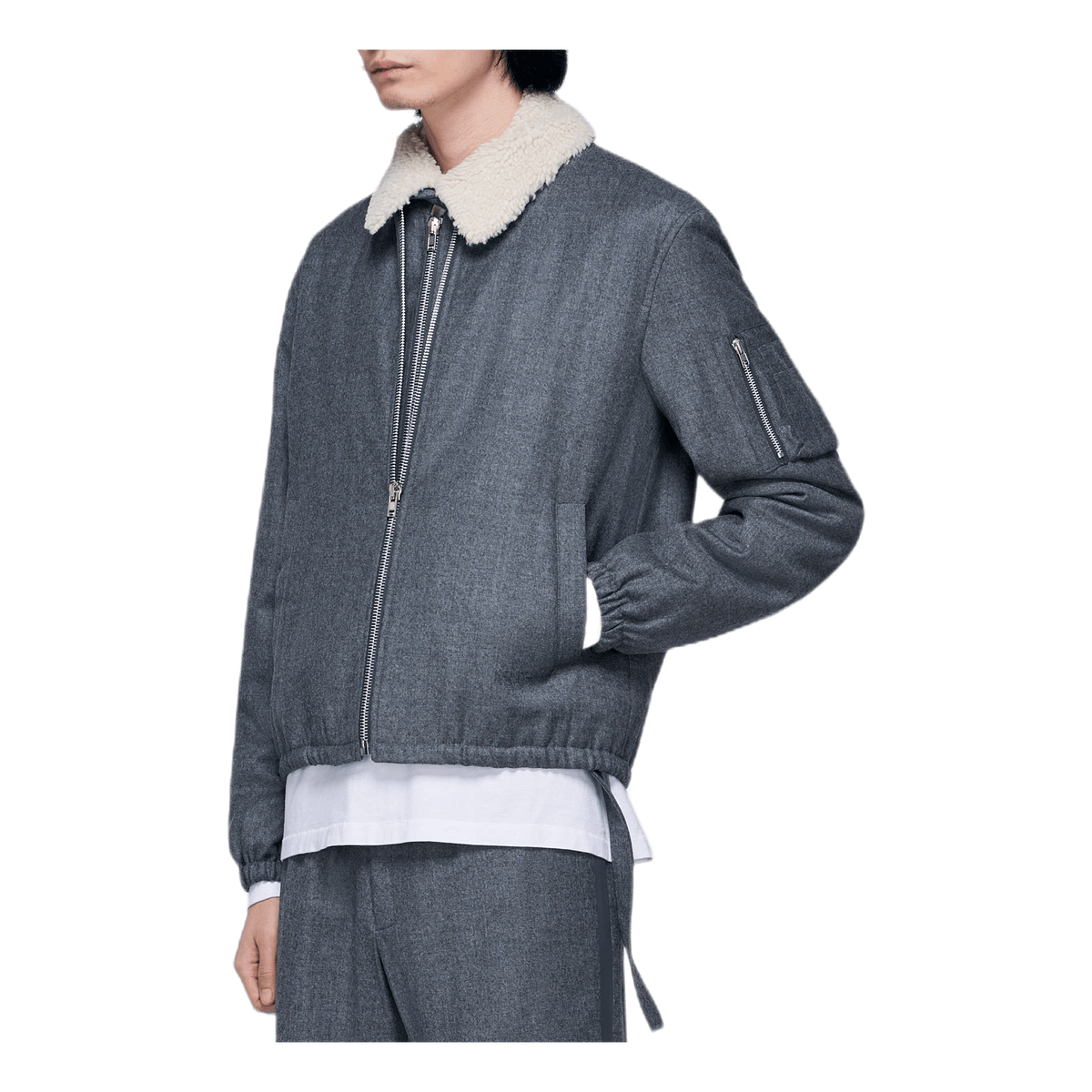 Padded Flannel Bomber Gray