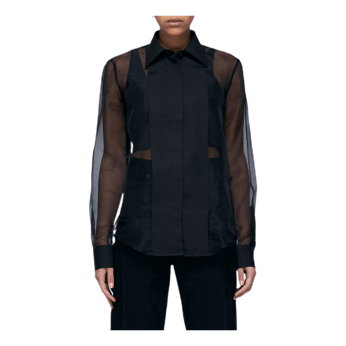 Sheer Tux Shirt Black