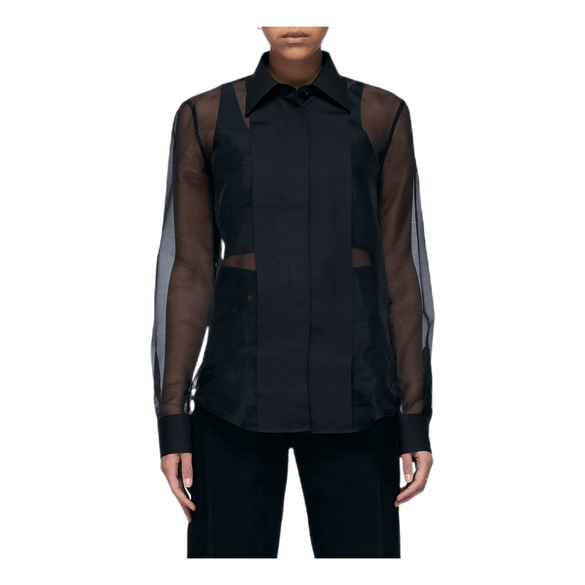 Sheer Tux Shirt Black