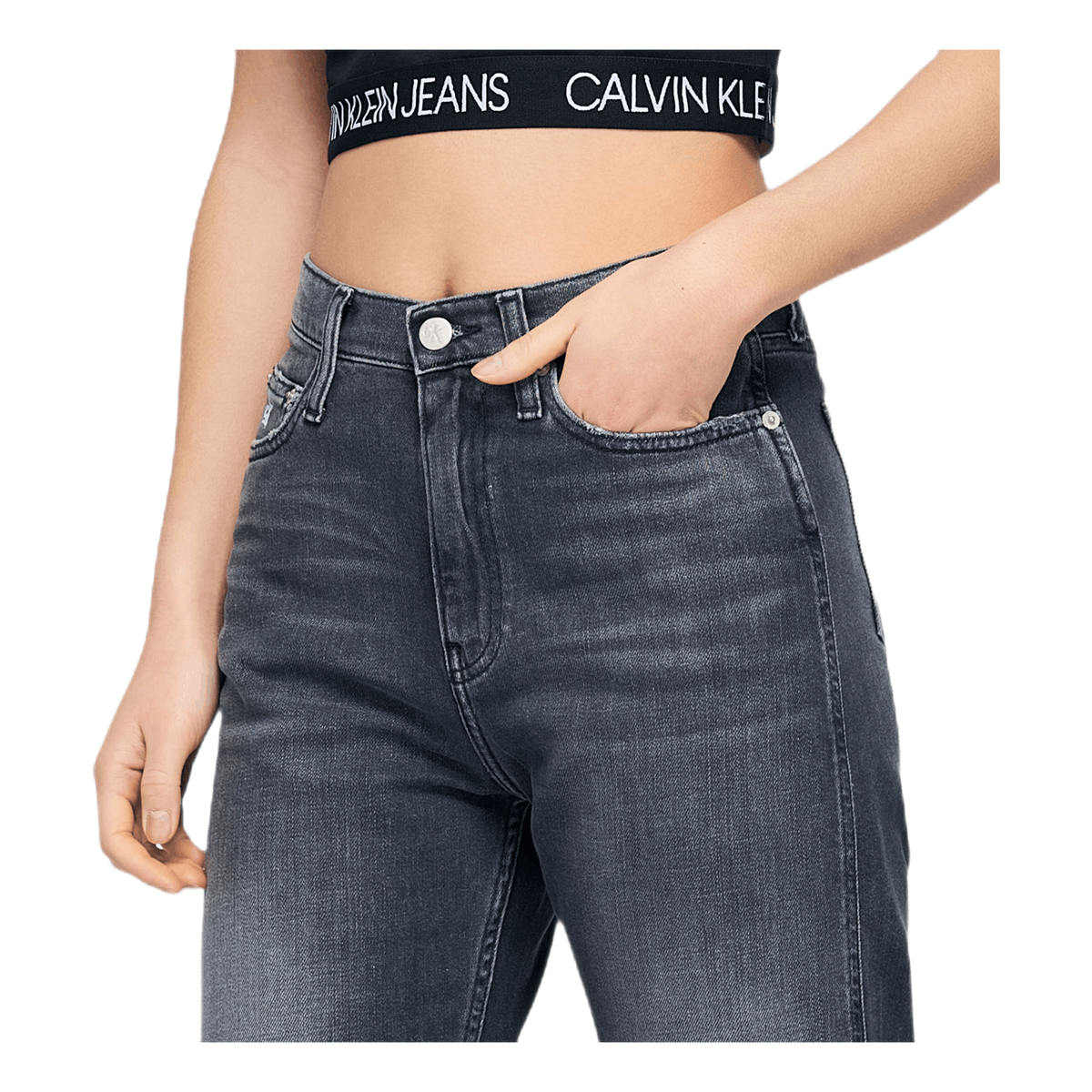 Calvin Klein Ckj 030 High Rise Straight Ank Black Caliroots