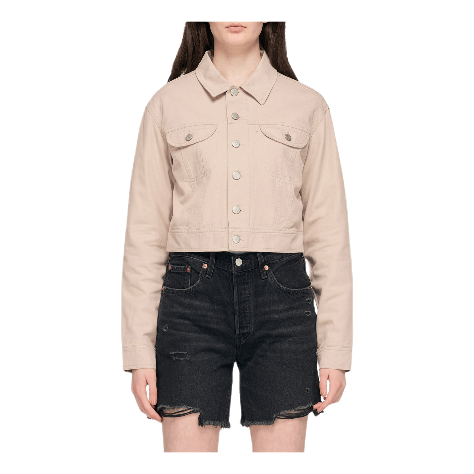 Cropped Twill Jacket Gray