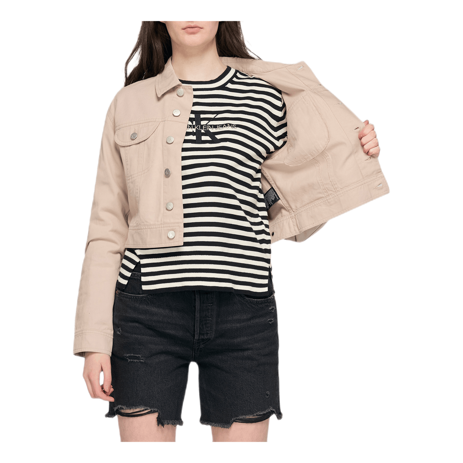 Cropped Twill Jacket Gray