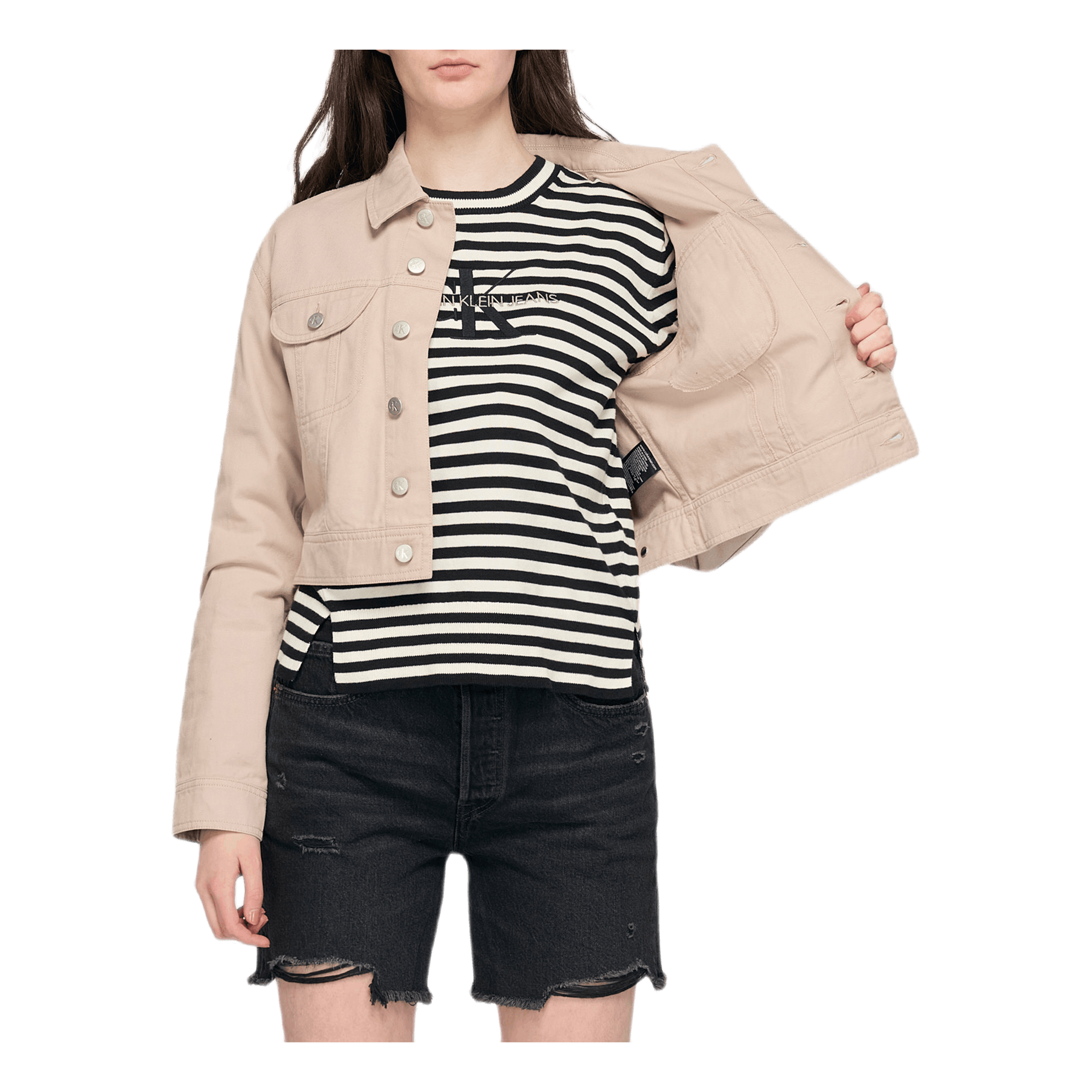 Cropped Twill Jacket Gray