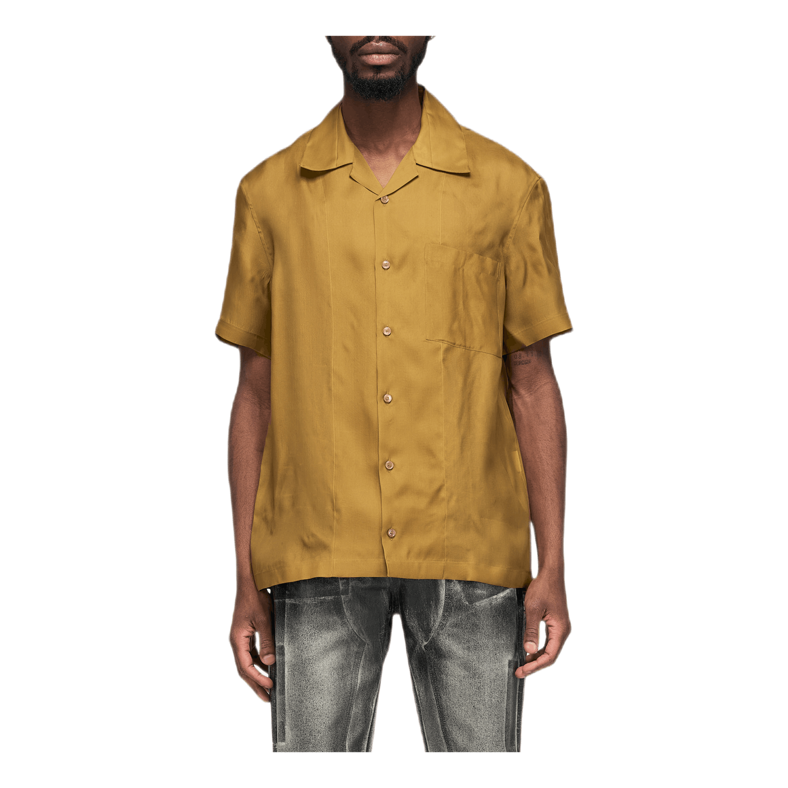 Satin Organza Shirt Khaki