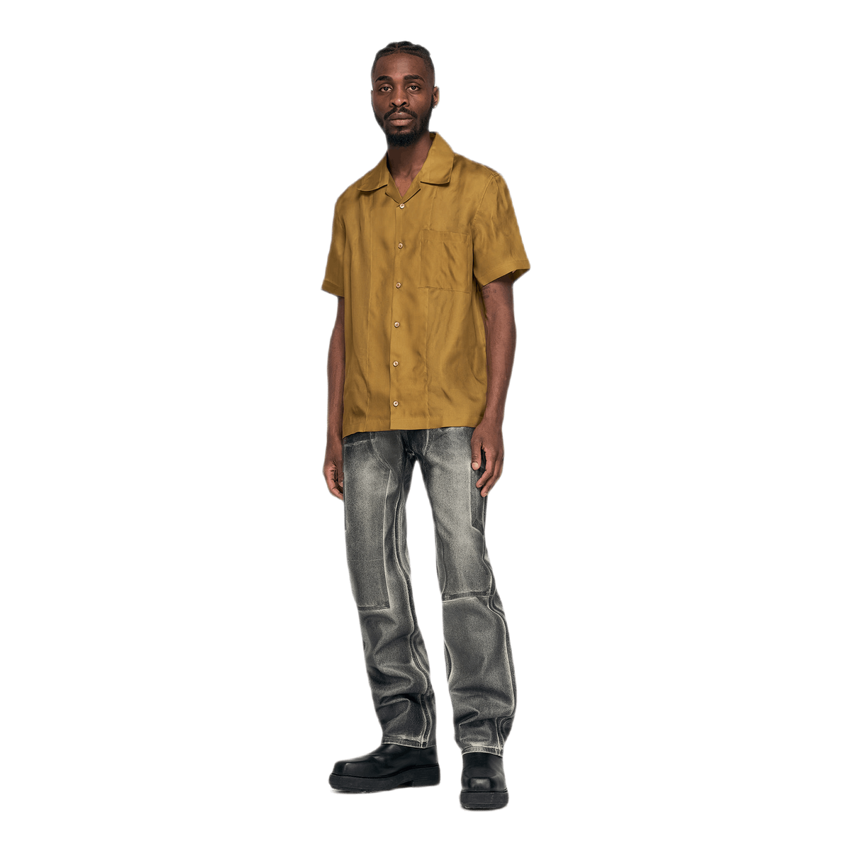 Satin Organza Shirt Khaki