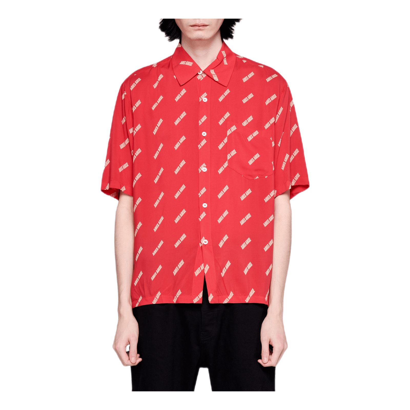 Logo Print Bowling Shirt Red